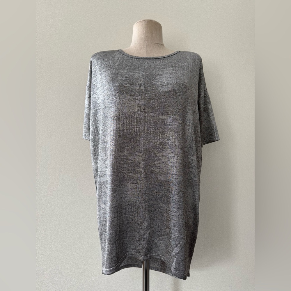 LuLaRoe Irma Silver Metallic Jersey Knit Tunic